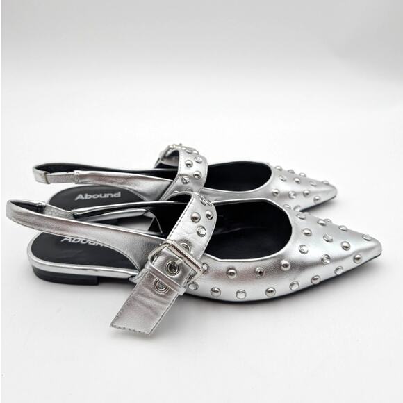 Abound Kadia Slingback Pointed Toe Flat Women's Silver Metallic Size US7M EU37.5 - Picture 3 of 12
